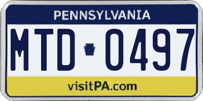 PA license plate MTD0497