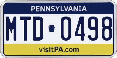 PA license plate MTD0498