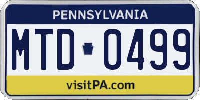 PA license plate MTD0499