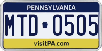 PA license plate MTD0505