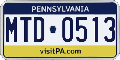 PA license plate MTD0513