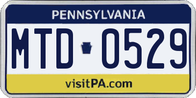PA license plate MTD0529