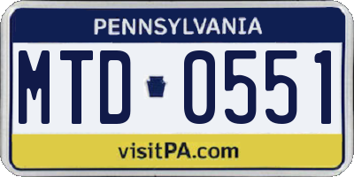PA license plate MTD0551