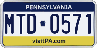 PA license plate MTD0571