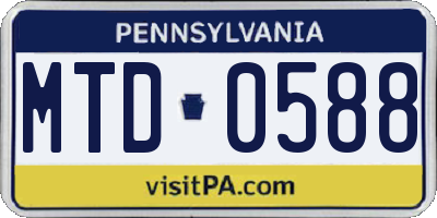 PA license plate MTD0588