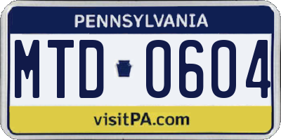 PA license plate MTD0604