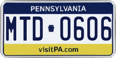 PA license plate MTD0606