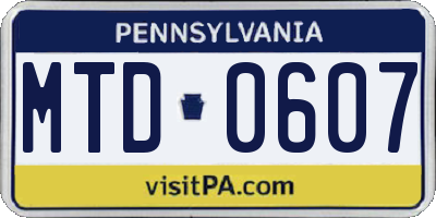 PA license plate MTD0607