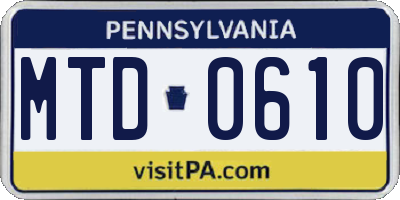 PA license plate MTD0610