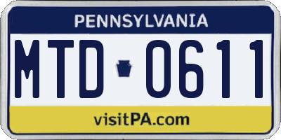 PA license plate MTD0611