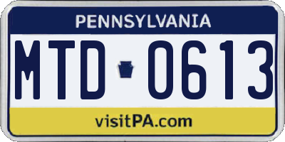 PA license plate MTD0613