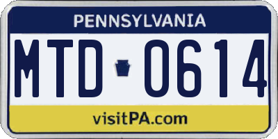 PA license plate MTD0614
