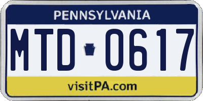 PA license plate MTD0617