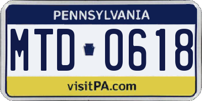 PA license plate MTD0618