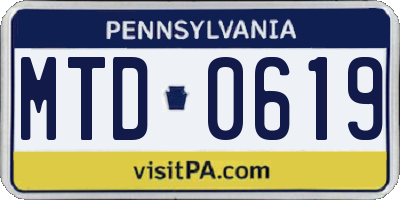 PA license plate MTD0619
