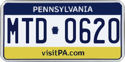 PA license plate MTD0620