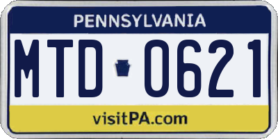 PA license plate MTD0621