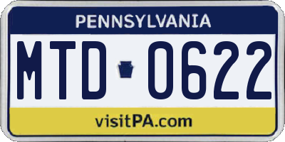 PA license plate MTD0622