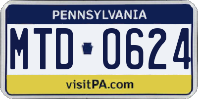 PA license plate MTD0624