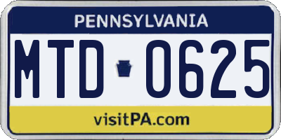 PA license plate MTD0625