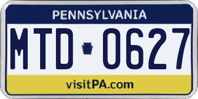 PA license plate MTD0627