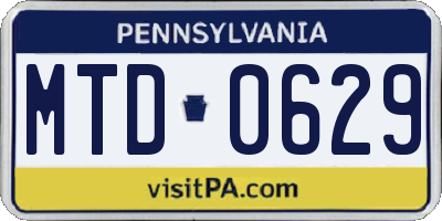 PA license plate MTD0629