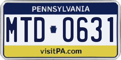 PA license plate MTD0631