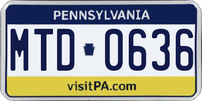 PA license plate MTD0636
