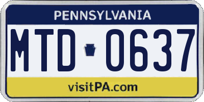 PA license plate MTD0637
