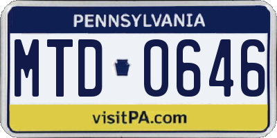 PA license plate MTD0646