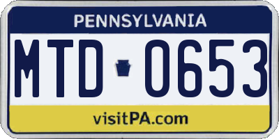 PA license plate MTD0653