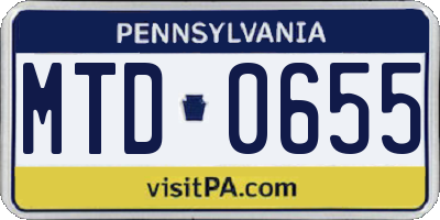 PA license plate MTD0655