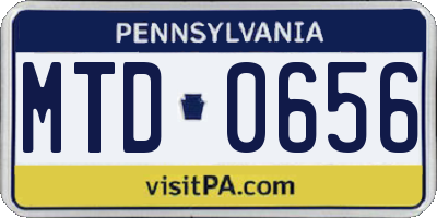 PA license plate MTD0656