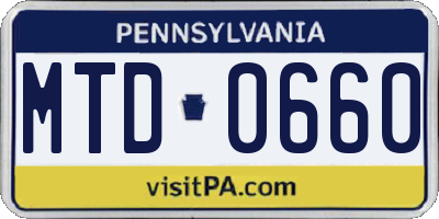 PA license plate MTD0660