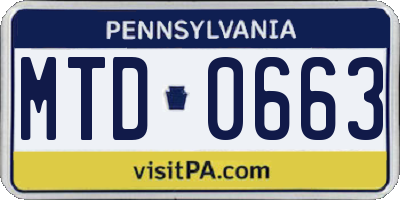 PA license plate MTD0663
