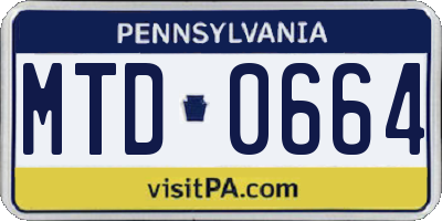 PA license plate MTD0664