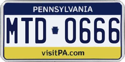 PA license plate MTD0666