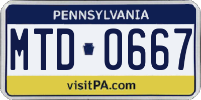 PA license plate MTD0667