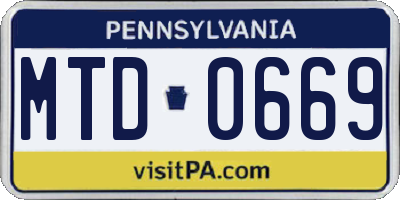 PA license plate MTD0669
