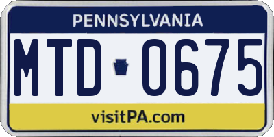 PA license plate MTD0675