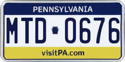 PA license plate MTD0676