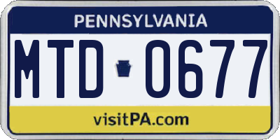 PA license plate MTD0677