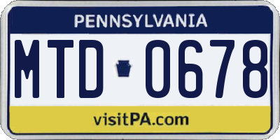 PA license plate MTD0678