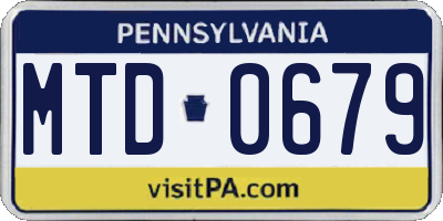 PA license plate MTD0679
