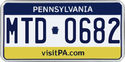 PA license plate MTD0682