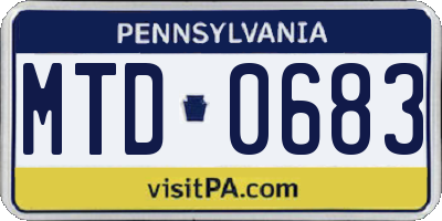 PA license plate MTD0683