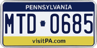 PA license plate MTD0685