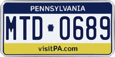 PA license plate MTD0689