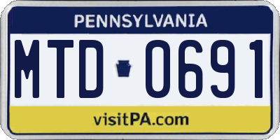 PA license plate MTD0691