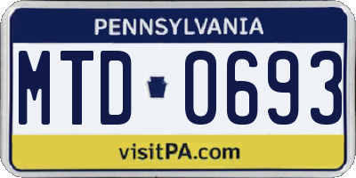 PA license plate MTD0693